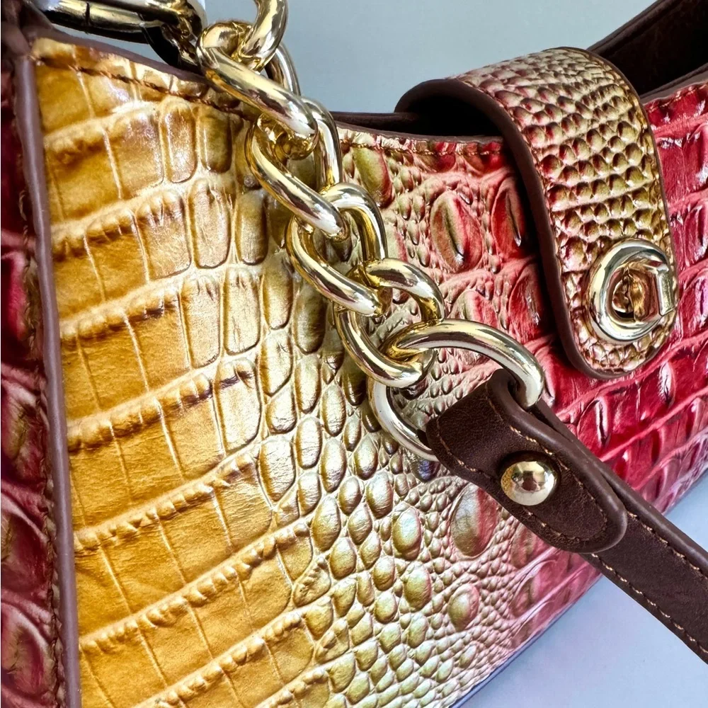 Elegant Multicolor Croc-Embossed Shoulder Bag - Picture 7 of 10
